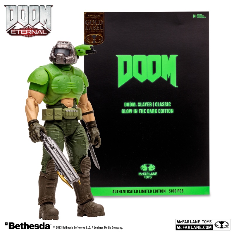 Doom Eternal Action Figure Doom Slayer Classic (Glow In The Dark Edition) Gold Label 18cm
